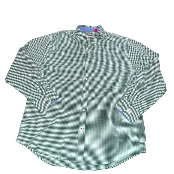 Izod Men's Green and White Plaid Long Sleeve Button Down Size Large‎ - Picture 1 of 3